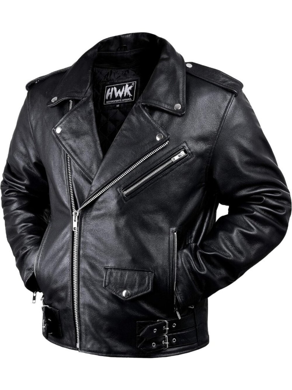 Genuine Black Leather Motorcycle Jacket for Men with Removable CE Armor, Biker